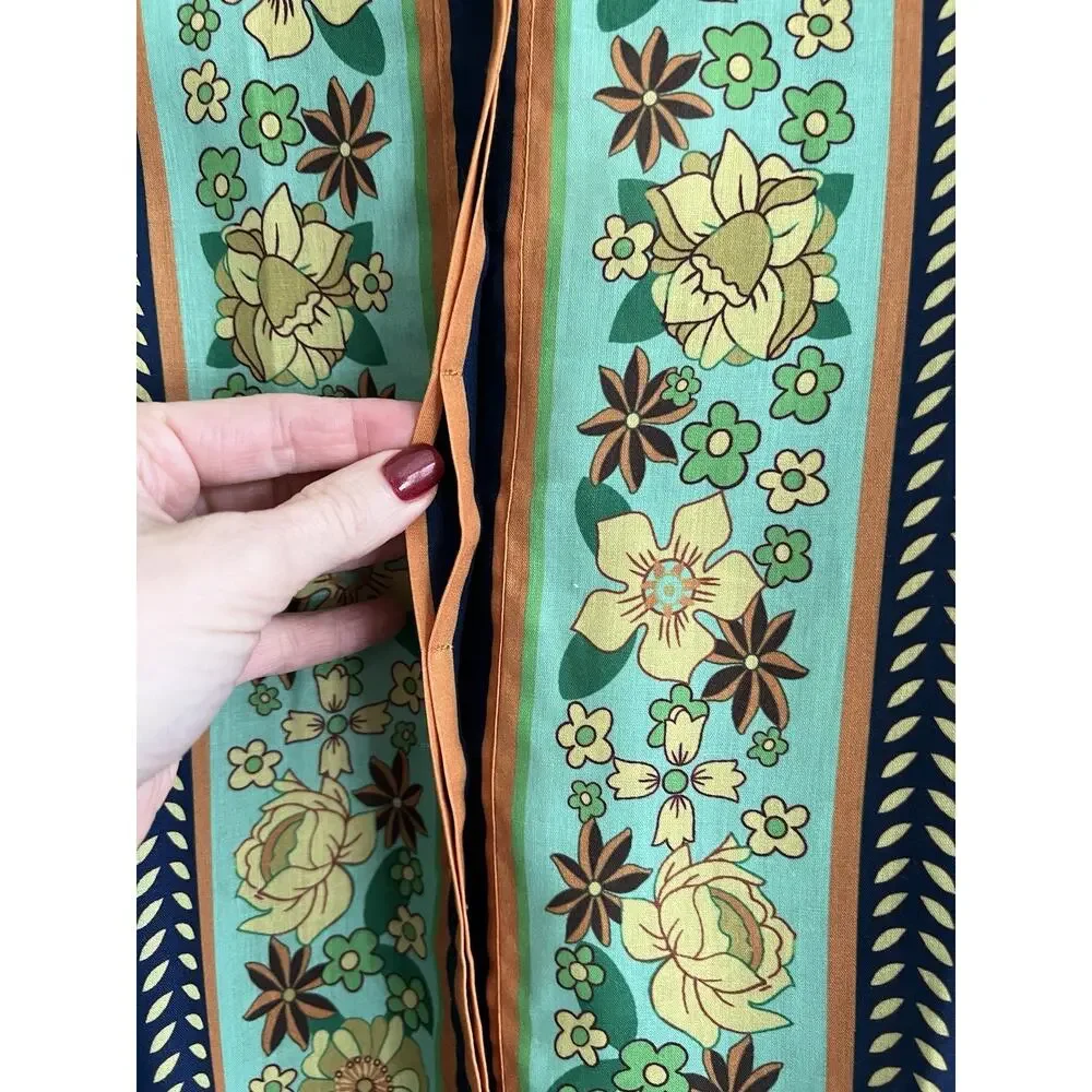 LUXXEL Navy Floral Puff Sleeve Button Front Tiered Maxi Dress Sz M NWT - Picture 9 of 16